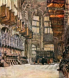 Kaplica Henryka VII, patrząc na wschód (kolorowa litografia)