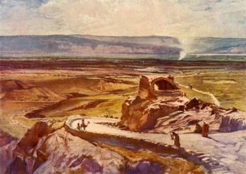 Równina Jerycha patrząca w stronę gór Moabu, 1902.