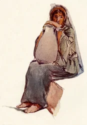 Siedząca figurka nosiciela wody, Jerozolima, 1902.