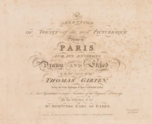 Wybór dwudziestu najbardziej malowniczych widoków Paryża i okolic: Strona tytułowa, 1803.
