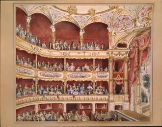 Audytorium Teatru św. Jakuba (ołówek i akwarela na papierze)