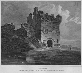 Pozostałości zamku Morpeth, Northumberland, 1814