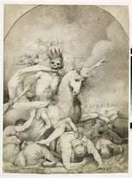 Śmierć na bladym koniu, ok. 1775 (pióro i czarny tusz na tkanym papierze)