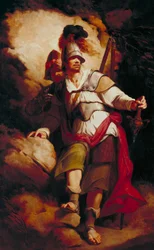 Sir Arthegal, rycerz sprawiedliwości, z Talusem, żelaznym człowiekiem (z „The Faerie Queene” Spensera)