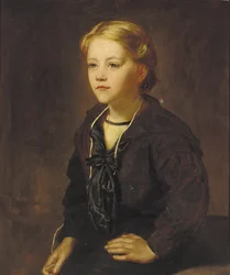 Portret Lewina Edwarda Cadogana, siedzącego 3/4 długości, w marynarskim garniturze (olej na płótnie)