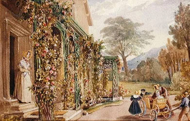 Field Head House - rodzina Harden z gokartem (akwarela na papierze)