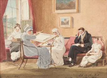 Жесси мольберт дээр, 1827 (цаасан дээрх угаалгын өрөө)поли