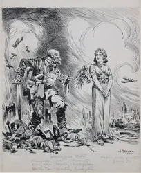 Armageddon zabiegający o ludzkość (pióro i tusz na papierze)