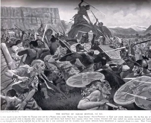 Bitwa pod Aquae Sextiae, 102 rpne, ilustracja z „Historia narodów Hutchinsona”, początek XX wieku