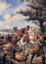 Bitwa pod Bouvines, 1214, ilustracja z „Historii Narodów Hutchinsona”, 1915