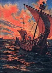 Powrót Wikingów, ilustracja z „Historia narodów Hutchinsona”, początek XX wieku