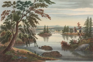 Widok w pobliżu Fort Miller nr 10 później zmieniony na nr 9 z portfolio The Hudson River, 1822.