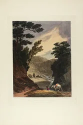 Widok w pobliżu wodospadu Schuylkill, Pensylwania, płyta piąta z pierwszej liczby Malowniczych widoków amerykańskiej scenerii, 1819-21