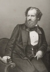 Albert Smith (1816-60) grawerowany przez D.J. Pound z fotografii, z „The Drawing-Room of Eminent Personages, tom 2”, wydanej w Londynie, 1860 (rycina)