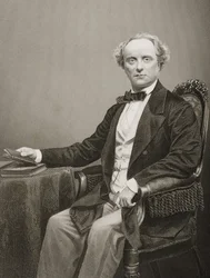 Charles John Kean (1811-68), ryty przez D.J. Pound z fotografii, z „The Drawing-Room of Eminent Personages, Volume 2”, wydanej w Londynie, 1860