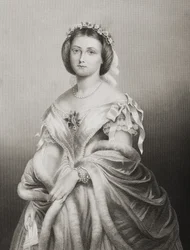 J.Ś. Księżniczka Wiktoria Adelajda Maria Louisa (1840-1901) Księżniczka Królewska Anglii, grawerowana przez D.J. Pound z fotografii, z „Salonu wybitnych osobistości, tom 2”, opublikowanego w Lo
