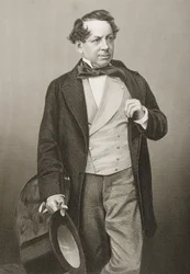 John Baldwin Buckstone (1802-79) grawerowany przez D.J. Pound z fotografii, z „The Drawing-Room of Eminent Personages, Volume 2”, wydanej w Londynie, 1860