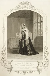 Madame Celeste jako księżniczka Katherine, akt V Scena 2 „Henryk V”, z dagerotypu, grawerowanego przez George
