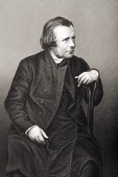 Samuel Wilberforce (1805-73) wyryty przez D.J. Pounda z fotografii, z "The Drawing-Room of Eminent Personages, Volume 2", wydanej w Londynie w 1860 r.