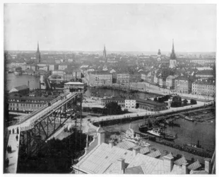 Panorama Sztokholmu, Szwecja, koniec XIX wieku