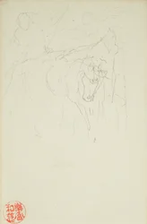 Achilles i Xanthus, z folio La Farge nr 849 i nr 860, jeden z 42 rysunków
