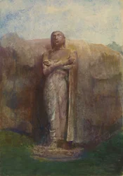 Kolosalna statua Anandy, w pobliżu zrujnowanego miasta Pollanarua, Cejlon, 1891