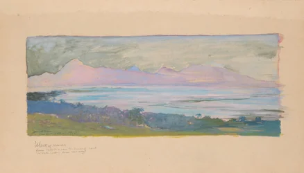 Wyspa Moorea widziana przez cieśninę z Tahiti, styczeń 1891, 1891.