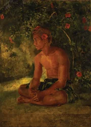 Szkic Maua, Apia. Jeden z naszych załóg łodzi, 1891