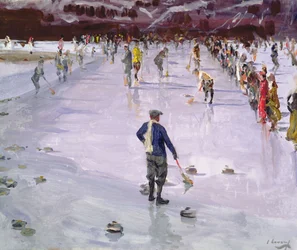 Curling w Wengen (olej na płótnie)
