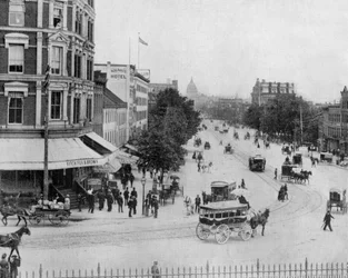 Washington l Avenue Pensylvania zdjęcie Johna Lawsona Stoddarda (1850 1931) Publikacja edukacyjna dla podróżników i konferencji dla Chicago (zdjęcie czarno-białe)