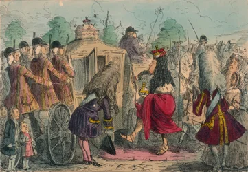 Georgy Porgy pierwszy wychodzi na przejażdżkę swoim State Coachy Poachy, 1850