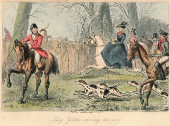 Lucy Glitters wskazuje drogę, 1865. Artyści: John Leech, Hablot Knight Browne.