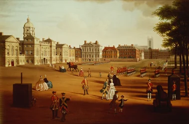 The 2nd Footguards (Coldstream) na paradzie w Gwardii Konnej, c.1750