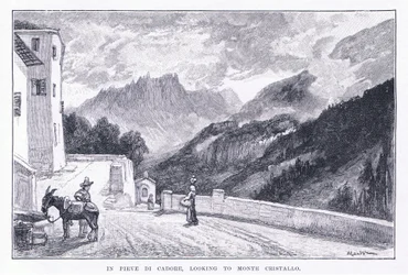 W Pieve Di Cadore, patrząc na Monte Cristallo, z The Magazine of Art 1893, Cassell and Company