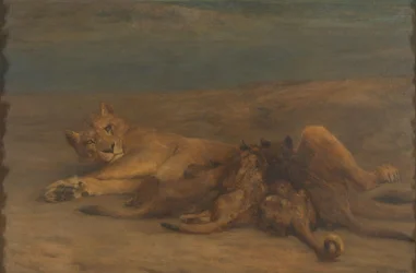 Lwica z czterema młodymi karmiącymi, zwana „Miłością Matki”