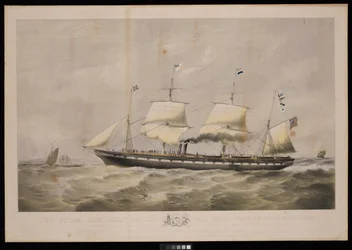 Statek parowy Great Britain... Właściciele Messrs Gibbs  Co... Narodowi Wielkiej Brytanii i Stanów Zjednoczonych Ameryki, Ta płyta jest z szacunkiem dedykowana...