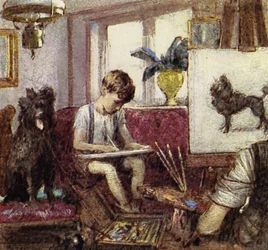 Howard Carter dorastał w Londynie, jako syn artysty (litografia kolorowa)