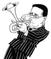 Dizzy Gillespie (John Birks Gillespie), karykatura autorstwa Johna Minniona