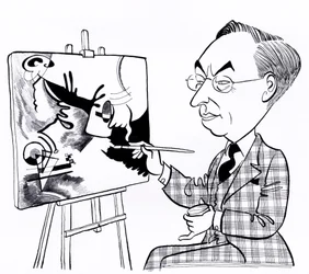 Vassily ( Wassily ) Kandinsky, karykatura ze sztalugą