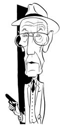 William S. Burroughs, karykatura autorstwa Johna Minniona