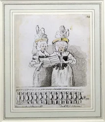 Duet panny Harriett i panny Theodosi Abrams, koncert Harrisona, Hanover Square, 1788 (tusz i farba)