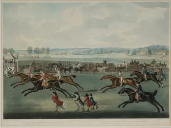 Ascot - Oatlands Sweepstakes, grawerowane przez J.W. Edy (fl. 1780-1820), wydana w 1792 (akwatinta)