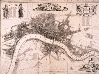 Mapa Londynu, c1680