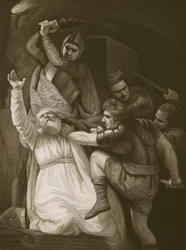 Śmierć Becketa, sztych. J.Stowe, ilustracja z „Historii Anglii” Davida Hume
