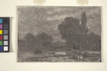 Krajobraz bagienny (akwaforta i monoprint)