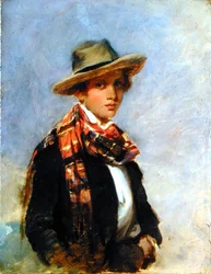 Portret młodzieńca w chuście w szkocką kratę (olej na płótnie)