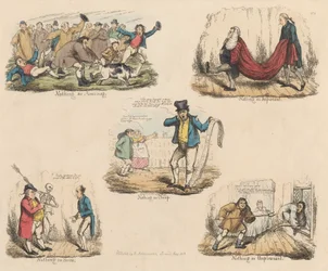 Zestaw czterech: wiele hałasu o nic lub ilustracje starych powiedzeń