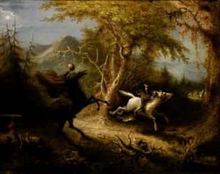 Jeździec bez głowy ściga żuraw Ichabod, 1858.