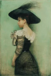 Dama w czarnej sukni i kapeluszu (Alice Hauser)