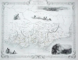 Victoria lub Port Phillip, Australia, z serii map świata wydanej przez John Tallis & Co, Nowy Jork i Londyn